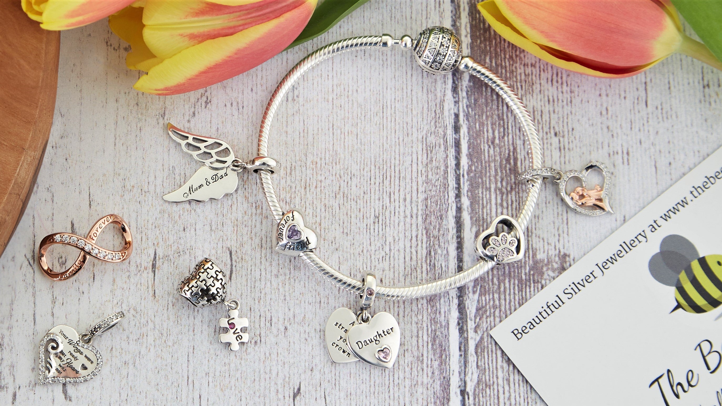 Beautiful Heart Charm Bracelet 925 Sterling Silver Women Girls Jewelry Gift  UK