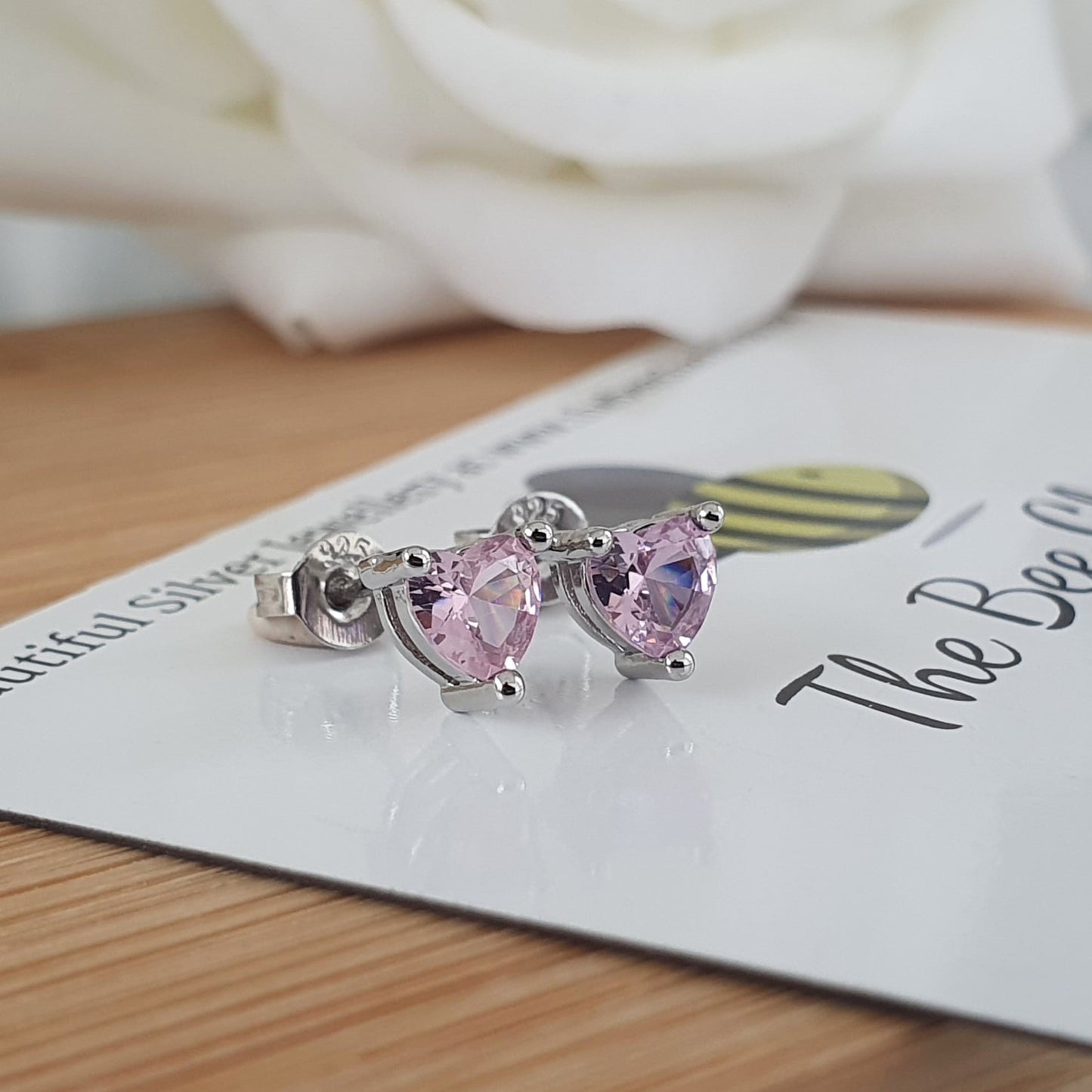 Crystal Heart Studs - The Bee Charm