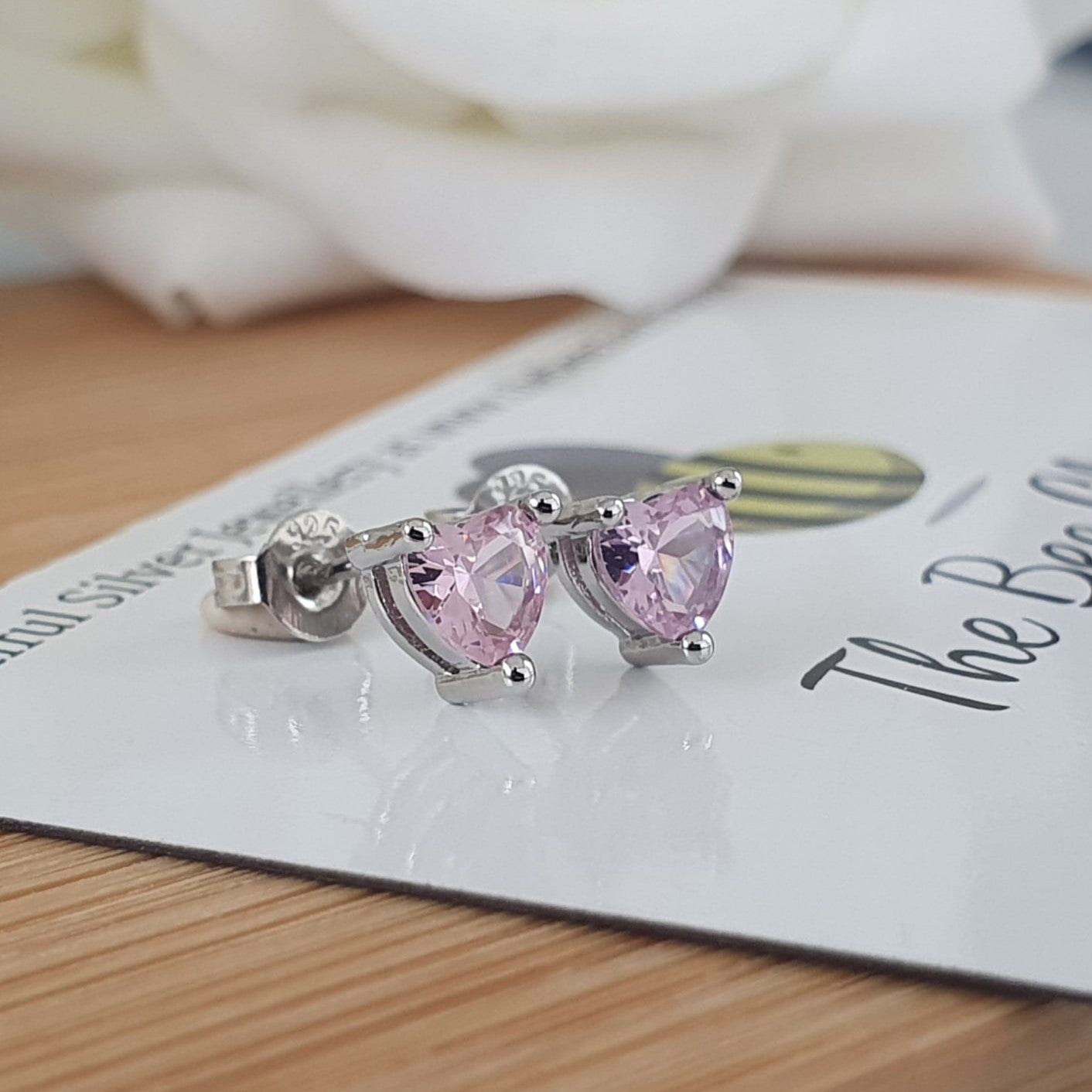 Crystal Heart Studs - The Bee Charm