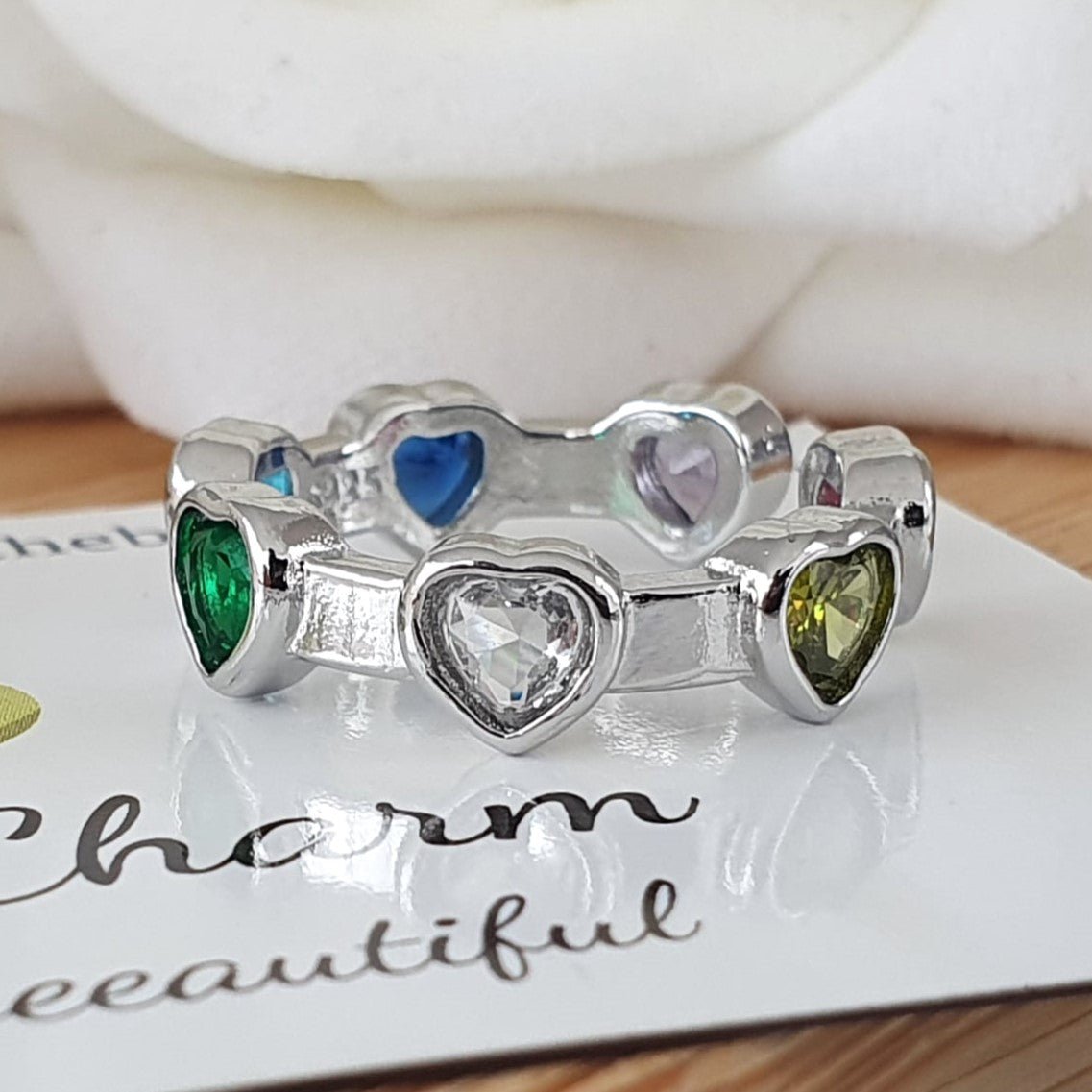 Rainbow Hearts Ring - The Bee Charm