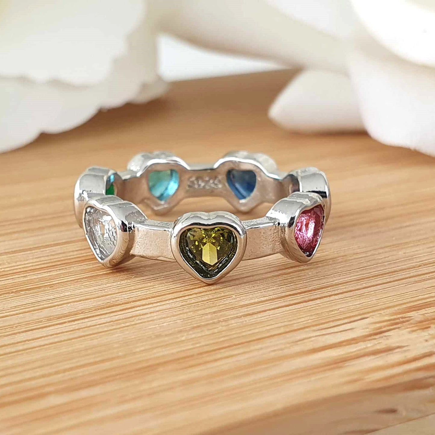 Rainbow Hearts Ring - The Bee Charm