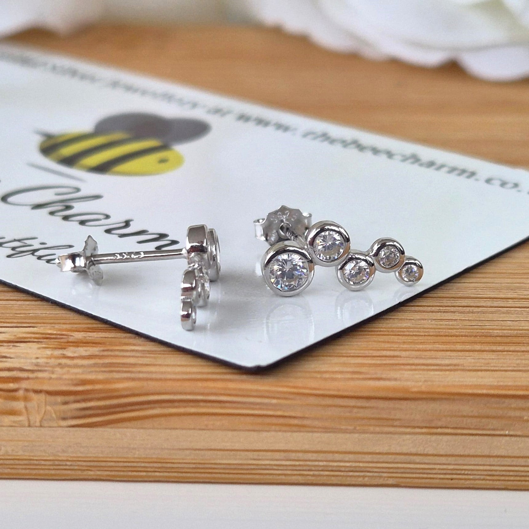 Zircon Bubbles Studs - The Bee Charm